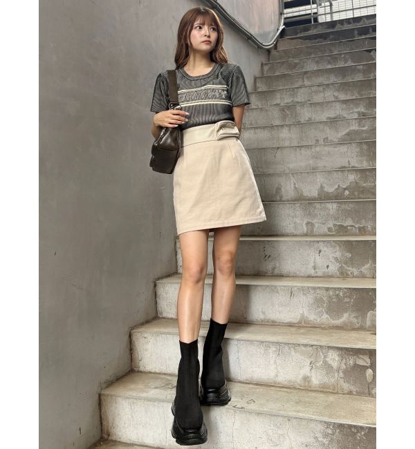 MURUA「バイカラーロゴハーフニット」|ニット・セーター|