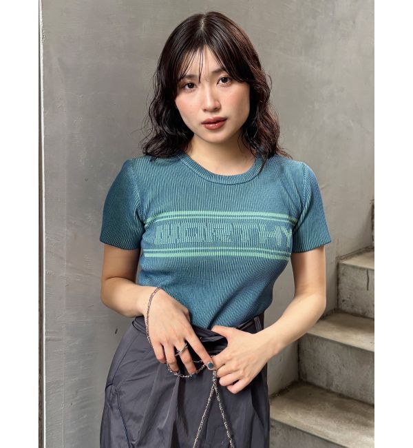 MURUA「バイカラーロゴハーフニット」|ニット・セーター|