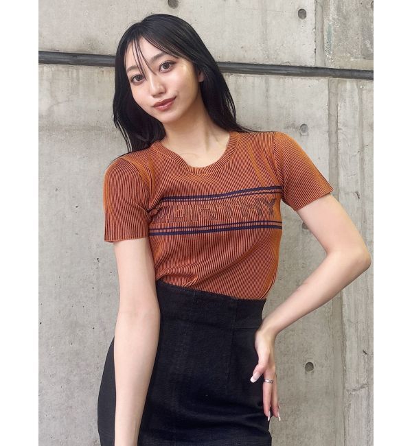 MURUA「バイカラーロゴハーフニット」|ニット・セーター|