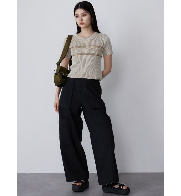 MURUA「バイカラーロゴハーフニット」|ニット・セーター|