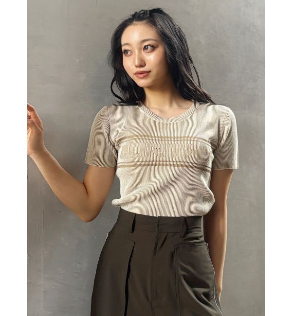 MURUA「バイカラーロゴハーフニット」|ニット・セーター|