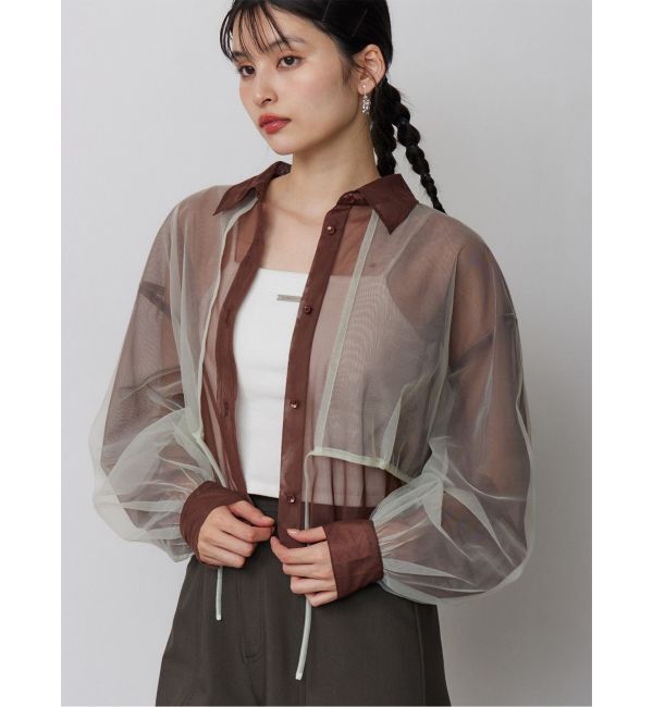 MURUA「チュールレイヤードシャツ」|シャツ・ブラウス|ブラウン
