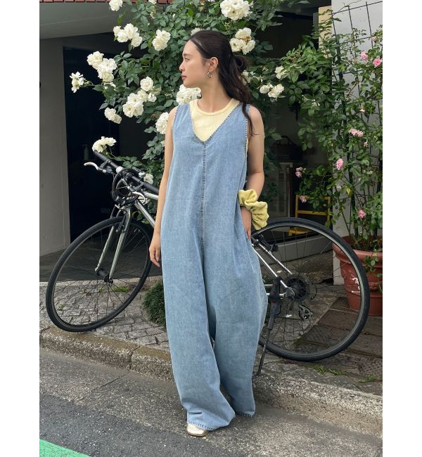 Ungrid「バックオープンデニムサロペット」|オールインワン|