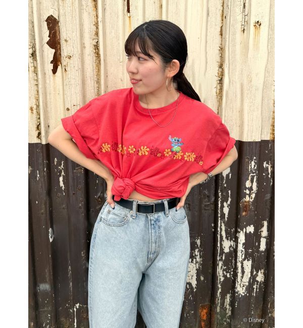 Ungrid「スティッチデザインプリントTee」|Tシャツ・カットソー|レッド