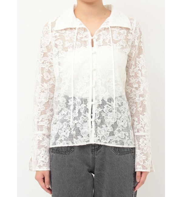 LAGUNAMOON「フラワーパターンレースシャツ」|シャツ・ブラウス|