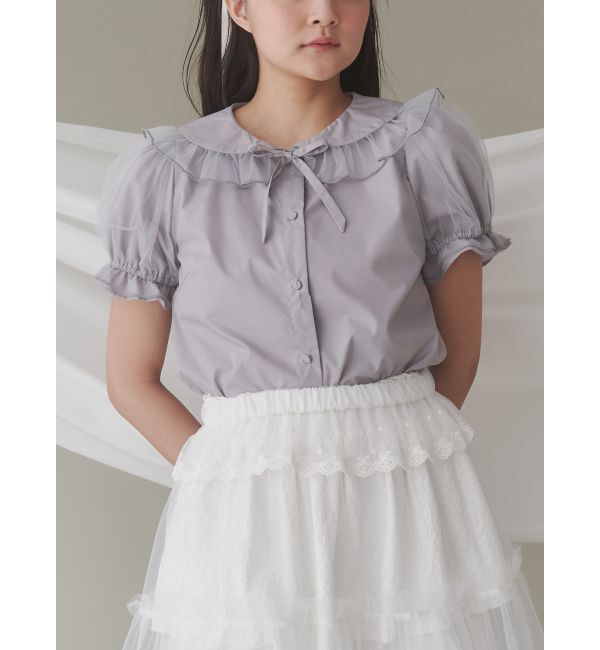merry jenny「チュールパフブラウス」|シャツ・ブラウス|グレー