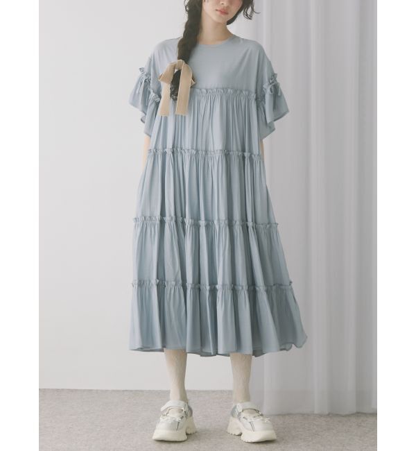 merry jenny「ティアードティアードスリーブワンピース」|ワンピース|ブルー