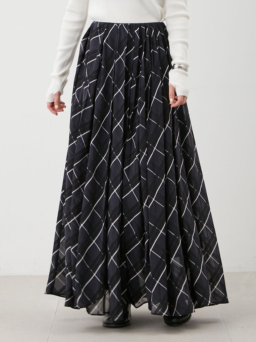 Mila Owen「【WEB限定00サイズ】ウエストゴムタックプレスフレアスカート」|スカート|