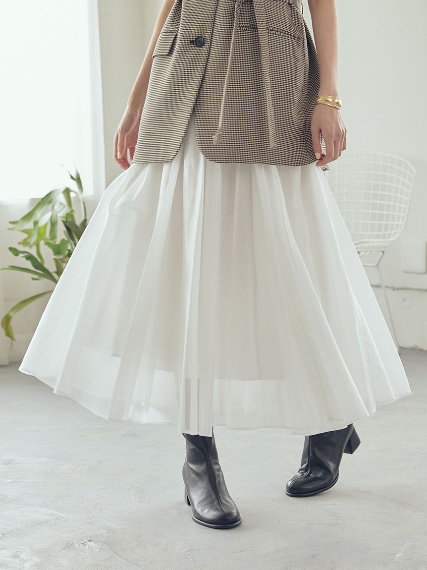 Mila Owen「【WEB限定00サイズ】ウエストゴムタックプレスフレアスカート」|スカート|