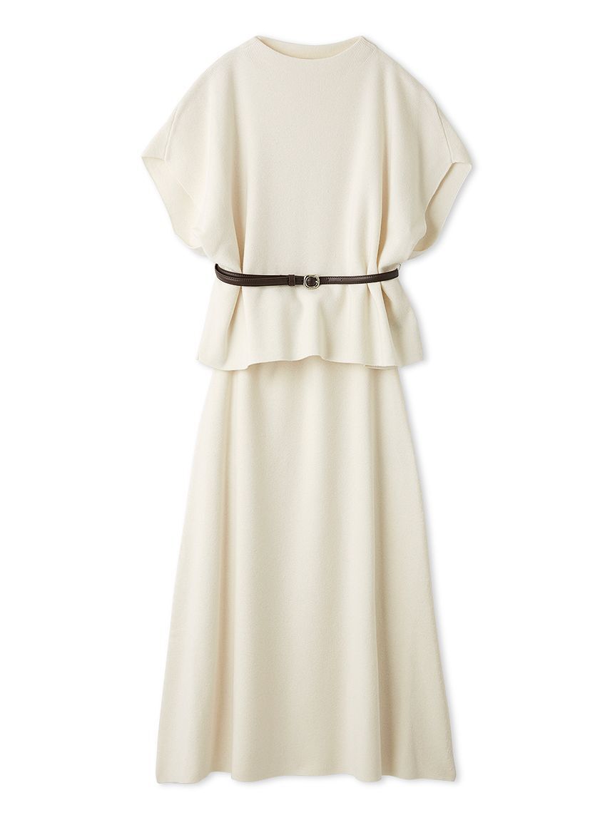 SNIDEL「ベルト付きケープ風ニットアップ」|ワンピース|
