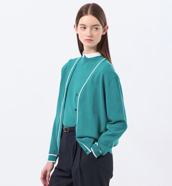 MACKINTOSH PHILOSOPHY「バイカラーファインコットンカーディガン」|ニット・セーター|グリーン