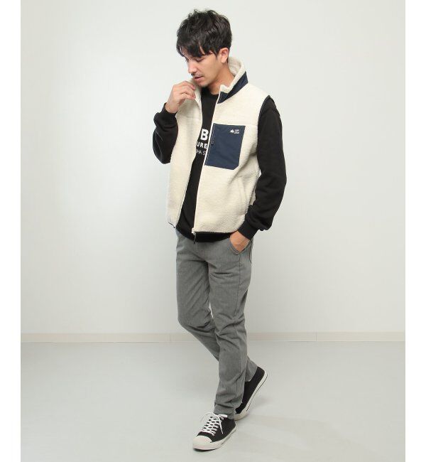 ikka「CAMP LOGOS 防風シープボアベスト」|ダウンベスト・ベスト|