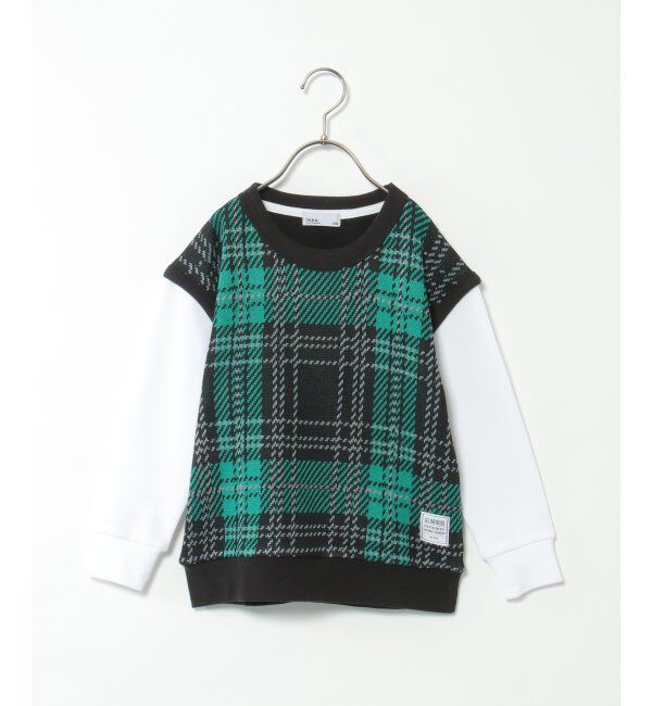 ikka kids「チェックニットベストフェイクトレーナー（120~160cm）」|Tシャツ・カットソー|