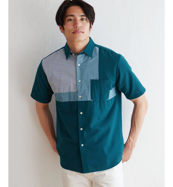 ikka「サッカーブロック切り替えシャツ」|シャツ・ブラウス|