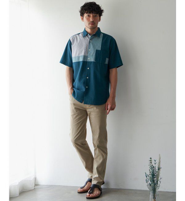 ikka「サッカーブロック切り替えシャツ」|シャツ・ブラウス|