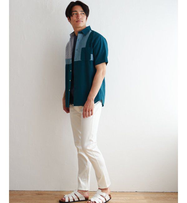 ikka「サッカーブロック切り替えシャツ」|シャツ・ブラウス|