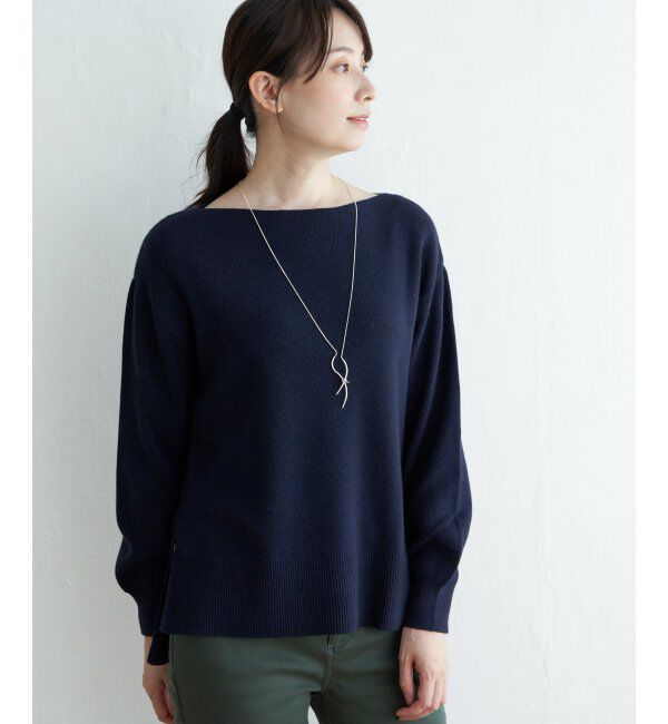 ikka「総針ボートネックプルオーバー」|プルオーバー|ネイビー