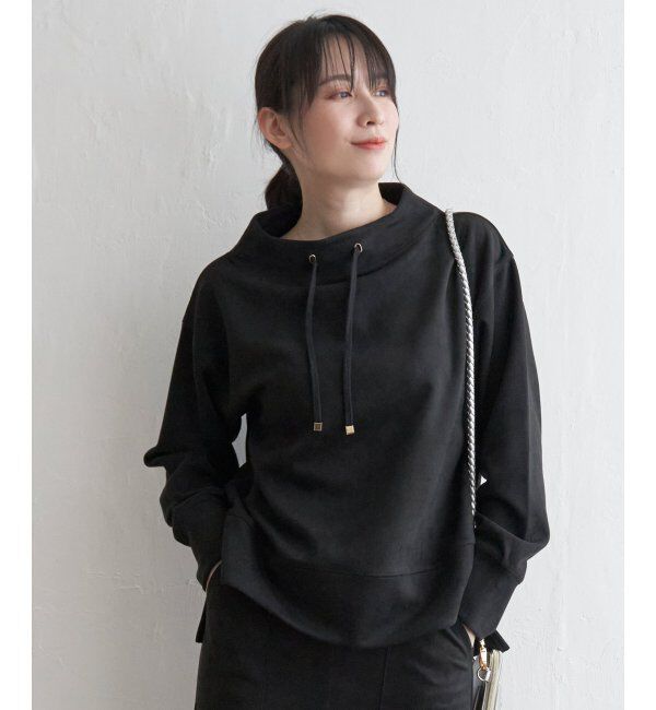 ikka「【親子おそろい】GOKU楽 カットスエードスピンドルプルオーバー」|パーカー|ブラック