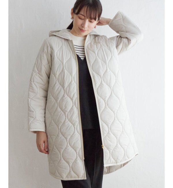 ikka「撥水キルティングフードコート」|その他|ベージュ