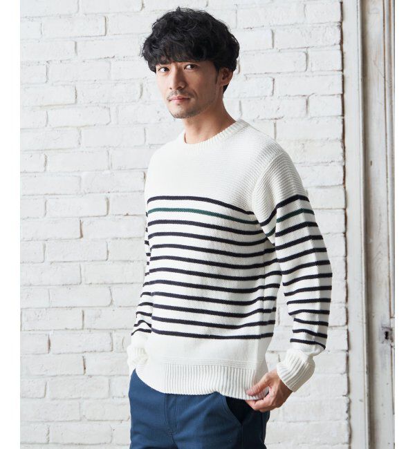 ikka「ナバルボーダーニット」|プルオーバー|