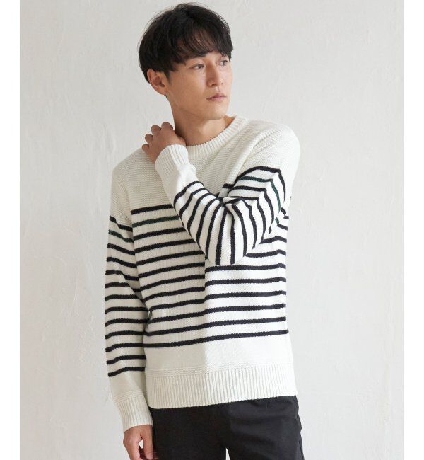 ikka「ナバルボーダーニット」|プルオーバー|