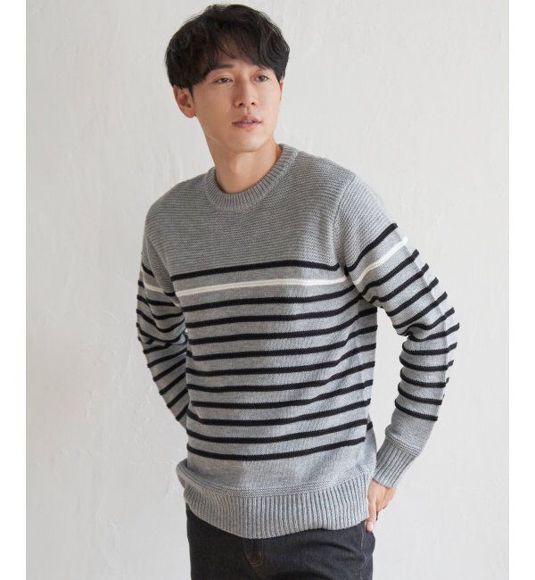 ikka「ナバルボーダーニット」|プルオーバー|