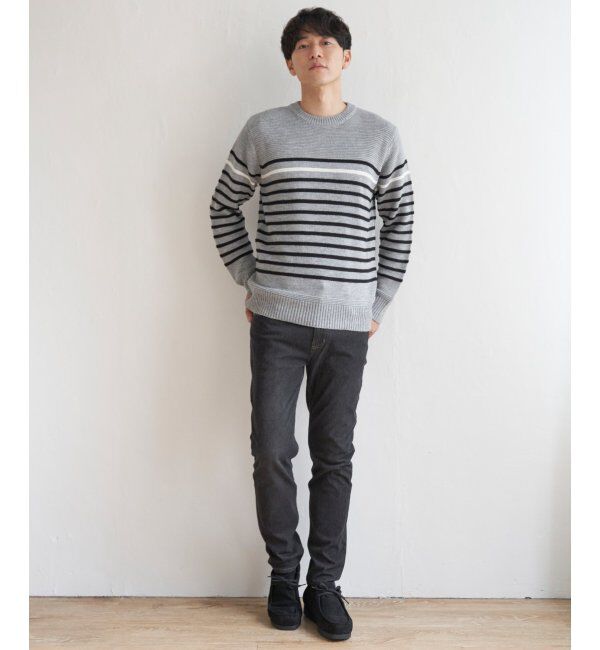 ikka「ナバルボーダーニット」|プルオーバー|