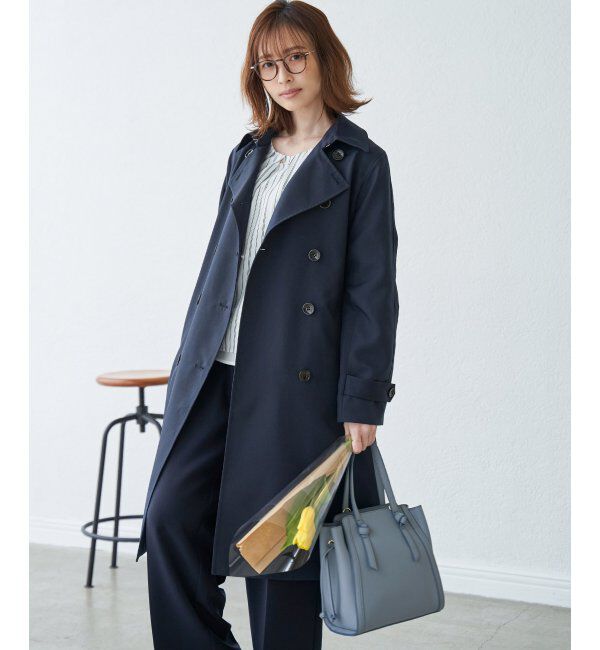 IKKA LOUNGE「撥水ロングトレンチコート」|その他|ネイビー