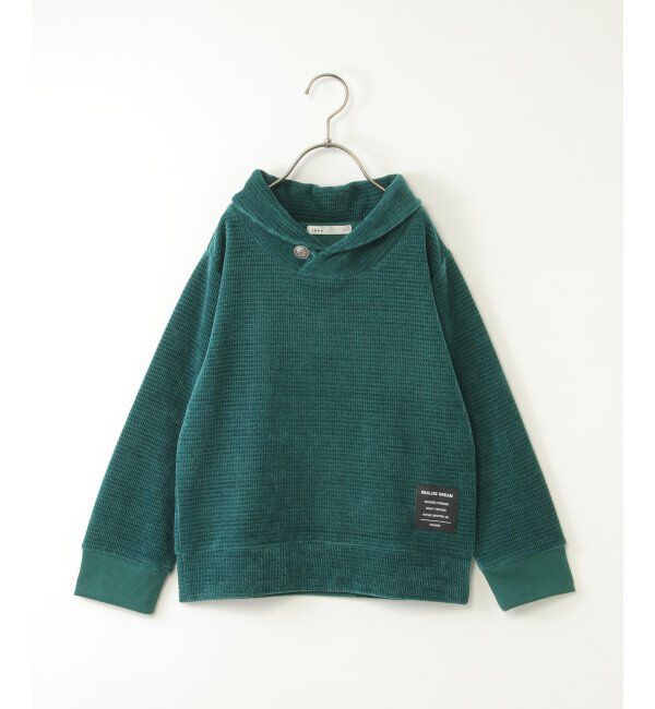 ikka kids「カットモールコンチョショール襟プルオーバー（120~160cm）」|Tシャツ・カットソー|ブルーグリーン