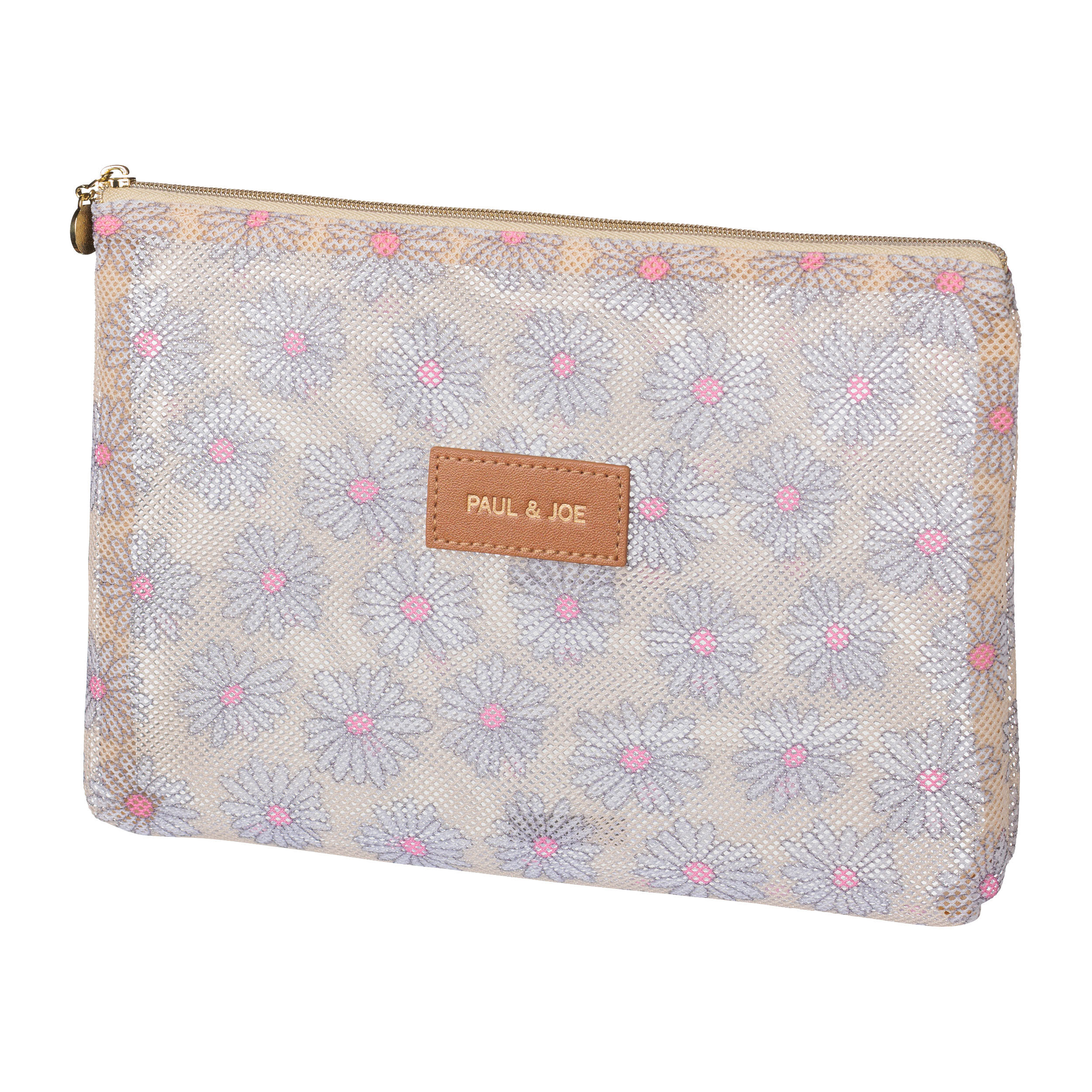 PAUL&JOE「プリントメッシュフラットポーチ／ポール＆ジョー」|ポーチ|イエロー