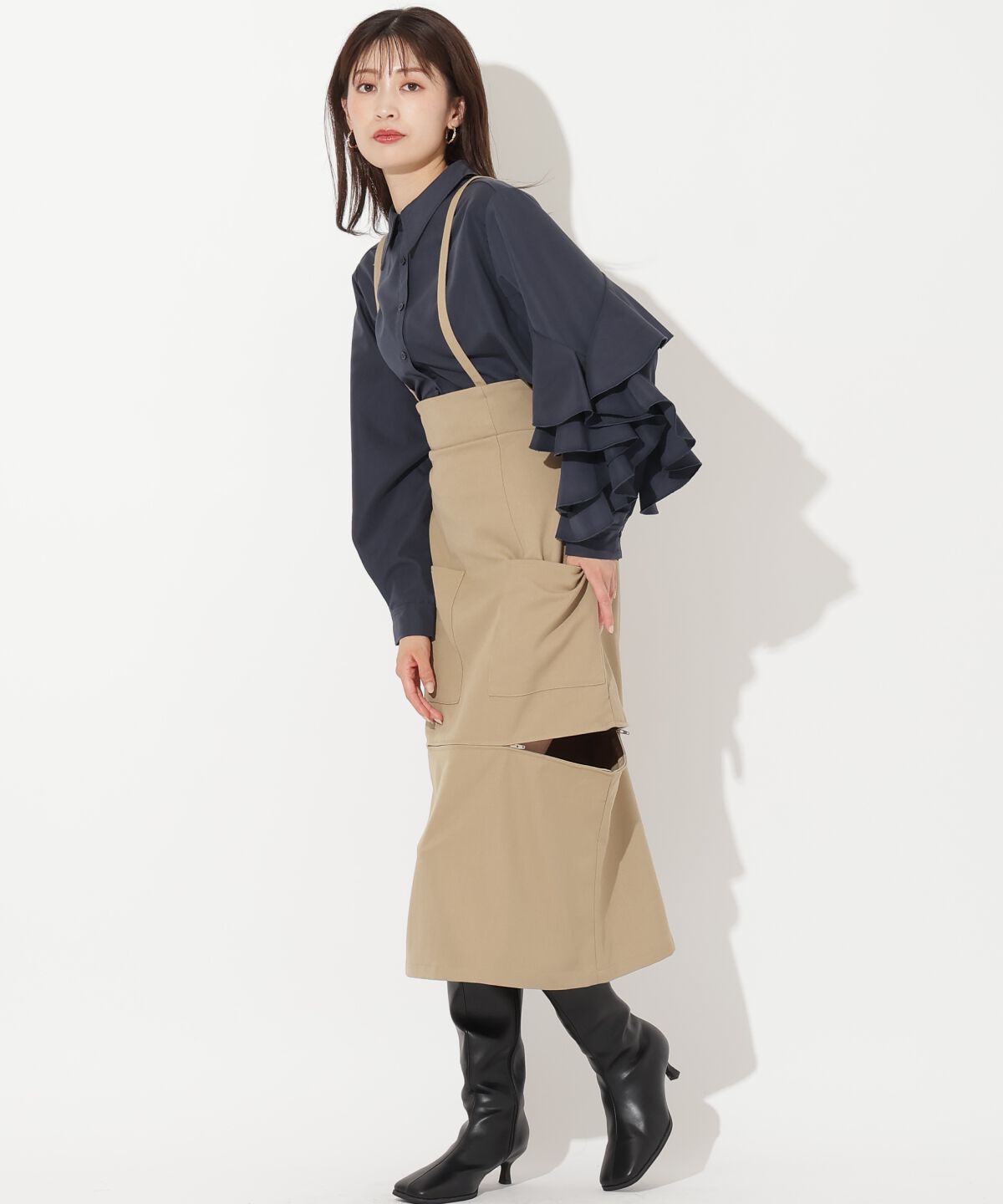 アンドクチュール「アシメ袖フリルシャツブラウス」|シャツ・ブラウス|