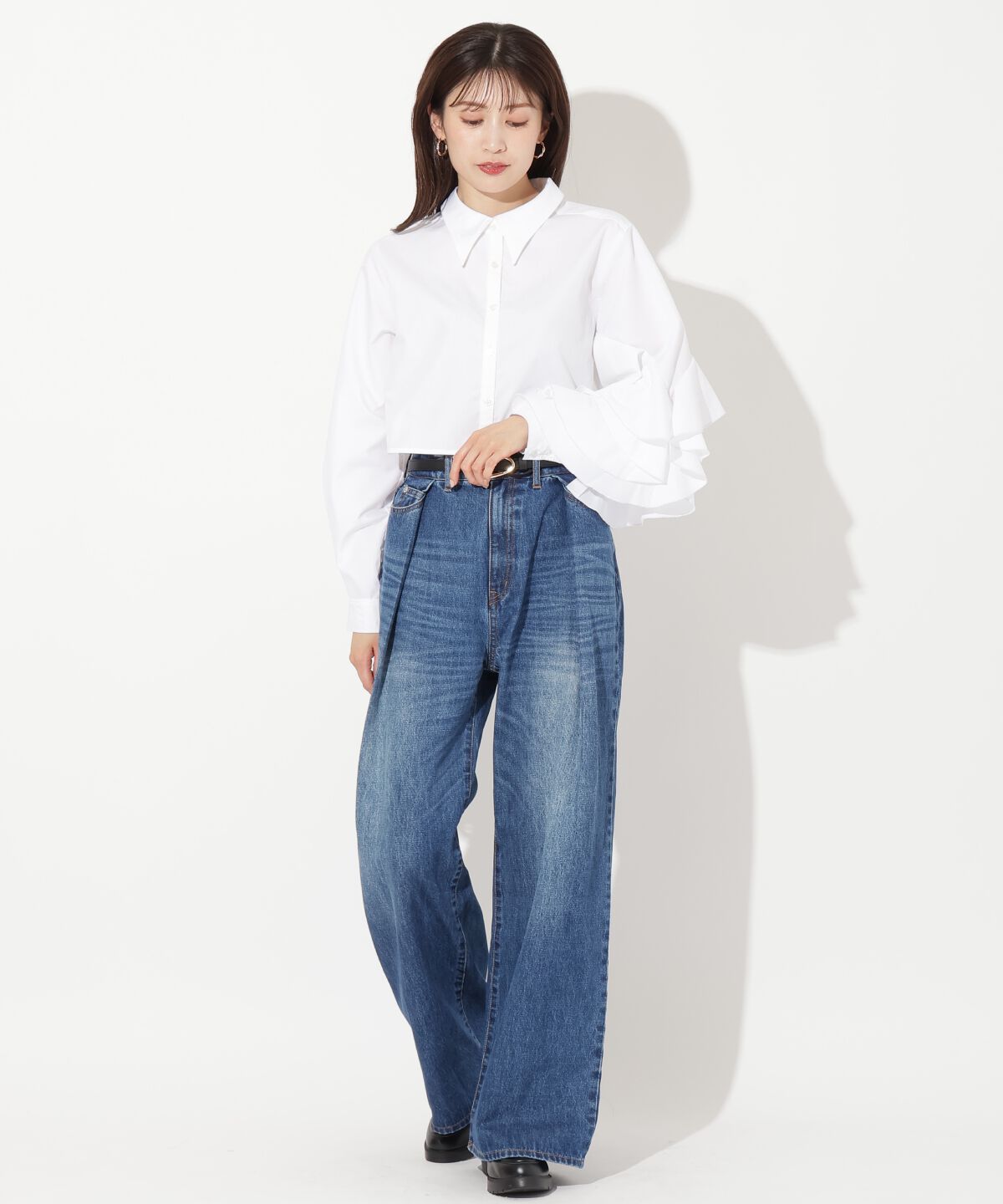 アンドクチュール「アシメ袖フリルシャツブラウス」|シャツ・ブラウス|