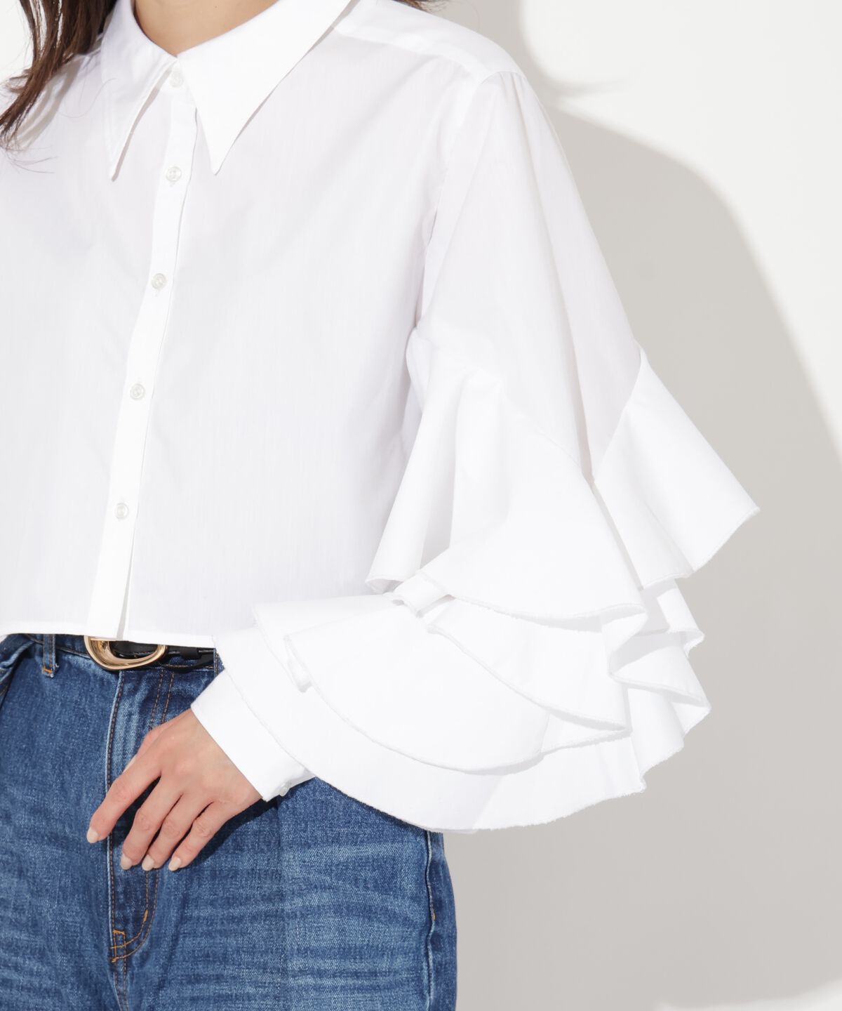 アンドクチュール「アシメ袖フリルシャツブラウス」|シャツ・ブラウス|