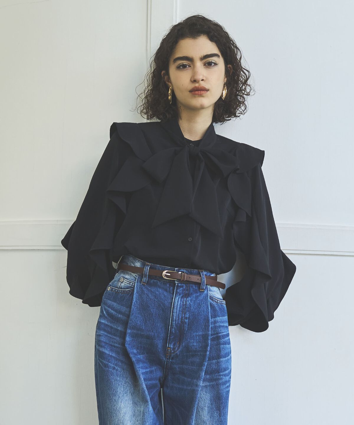 アンドクチュール「ラッフルスリーブボウタイブラウス」|シャツ・ブラウス|