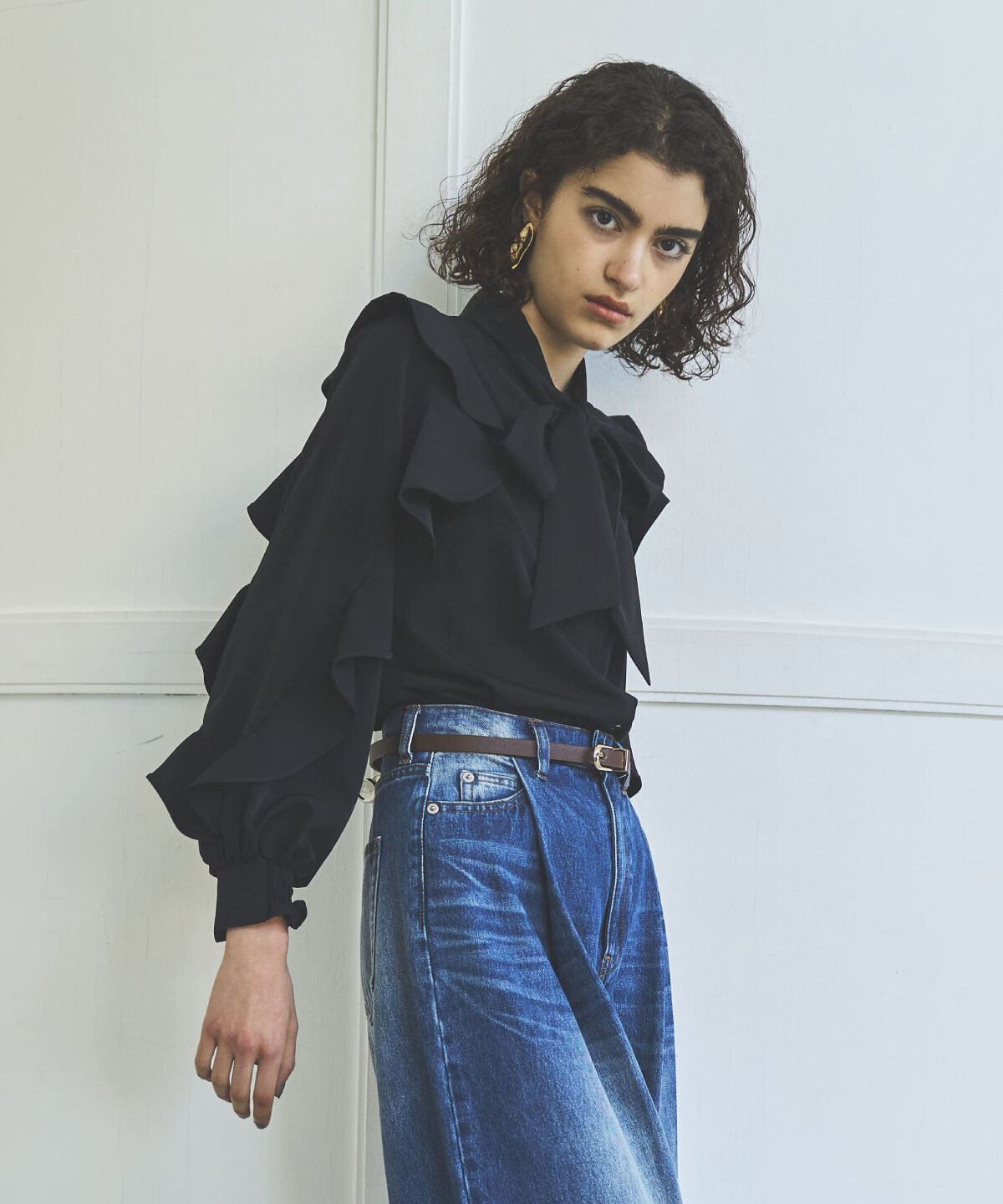 アンドクチュール「ラッフルスリーブボウタイブラウス」|シャツ・ブラウス|