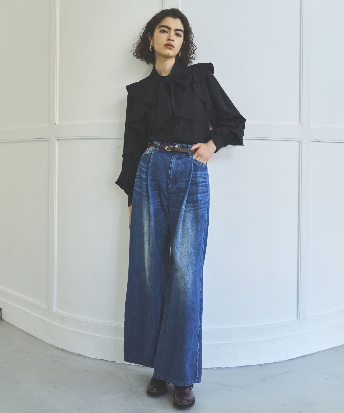 アンドクチュール「ラッフルスリーブボウタイブラウス」|シャツ・ブラウス|