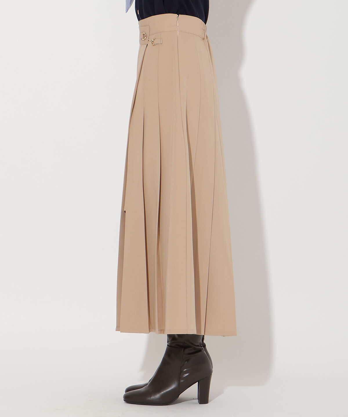 アンドクチュール「アシメプリーツスカート」|フレア|