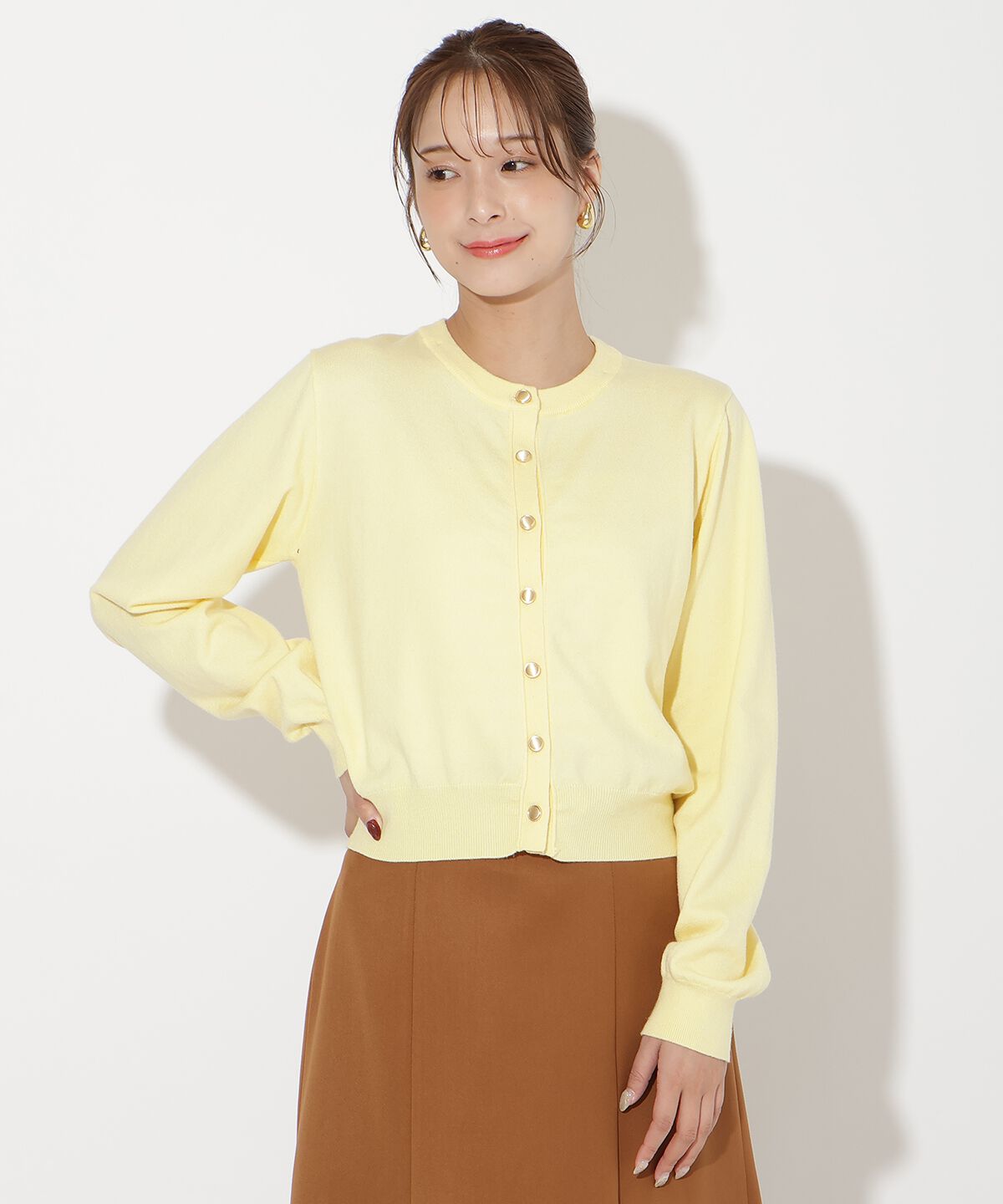 アンドクチュール「異素材リボンニットカーディガン」|カーディガン|