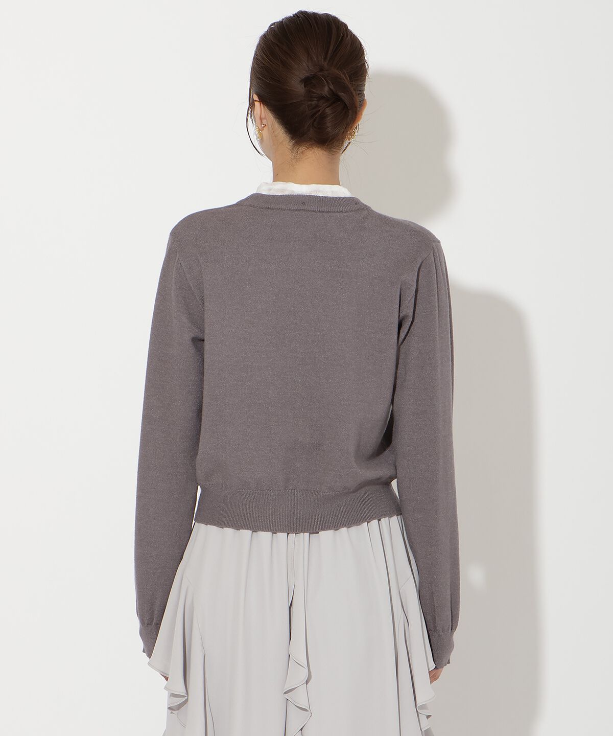 アンドクチュール「異素材リボンニットカーディガン」|カーディガン|