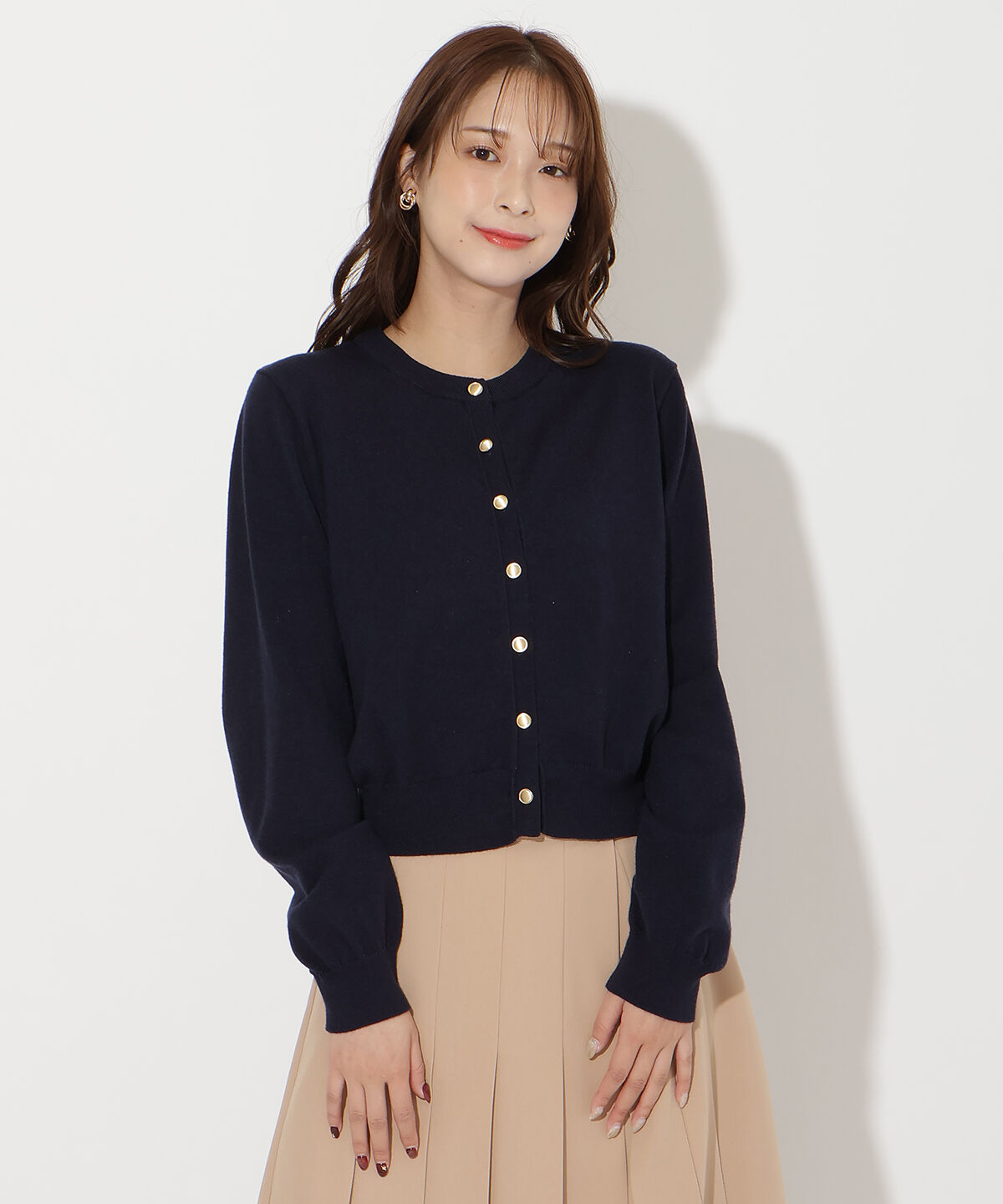 アンドクチュール「異素材リボンニットカーディガン」|カーディガン|