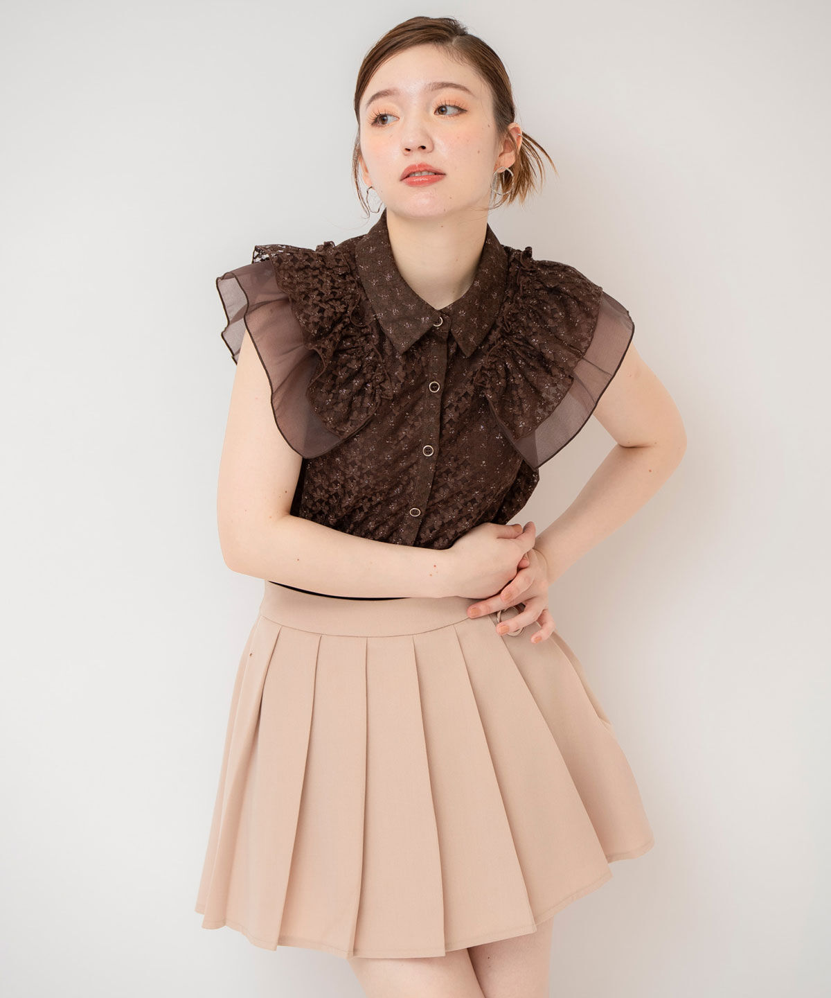 REDYAZEL「ラメレースフリルスリーブブラウス」|シャツ・ブラウス|