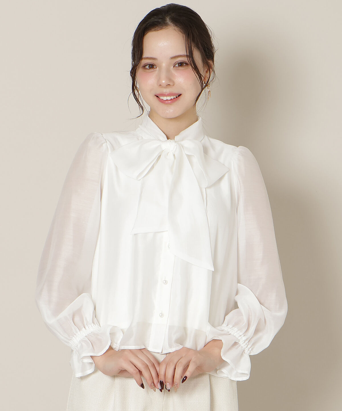 WILLSELECTION「フリルスリーブシアーボウタイブラウス」|シャツ・ブラウス|