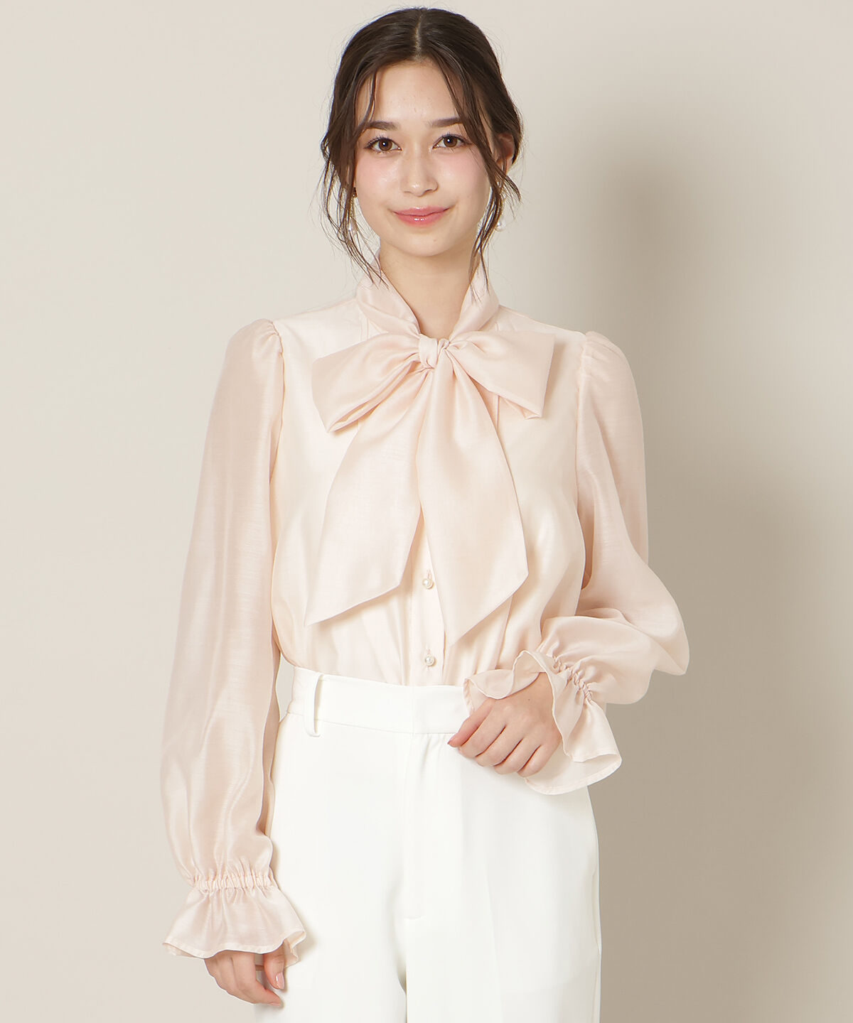 WILLSELECTION「フリルスリーブシアーボウタイブラウス」|シャツ・ブラウス|