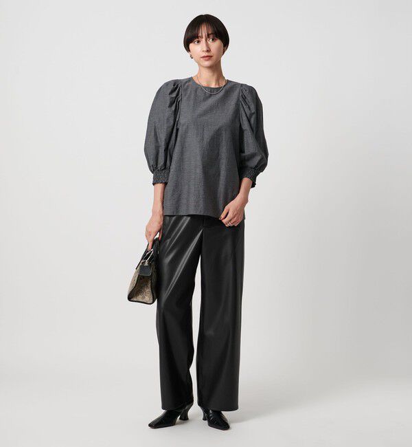 UNITED ARROWS「レザーライク ストレート パンツ ウォッシャブル」|チノ|