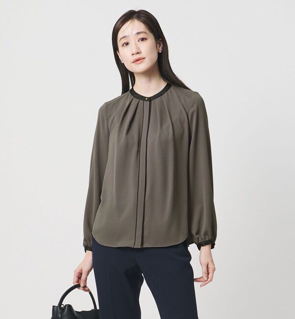 UNITED ARROWS「バイカラー パイピング ブラウス ‐ウォッシャブル‐」|シャツ・ブラウス|