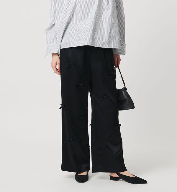 UNITED ARROWS「サテン 3Dリボン パンツ ‐ウォッシャブル‐」|チノ|BLACK