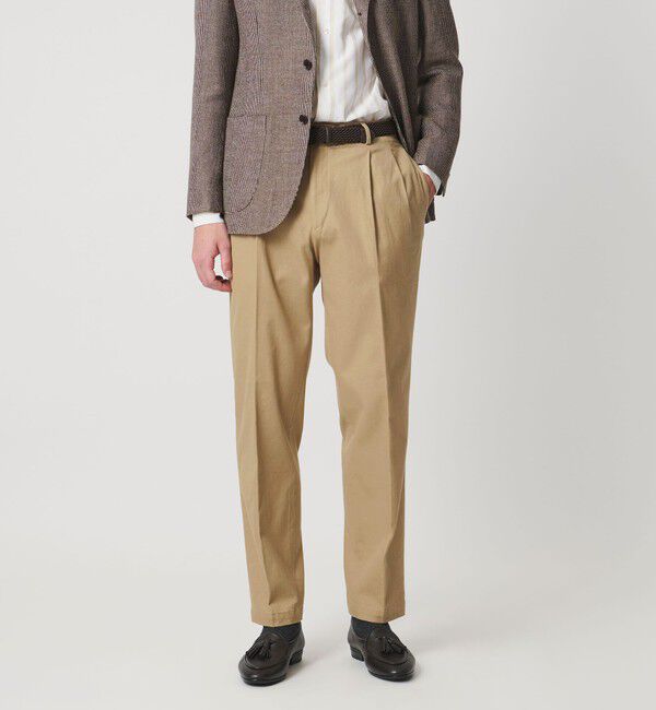 UNITED ARROWS「ツイル カルゼ ２プリーツ キャロット パンツ」|チノ|BEIGE