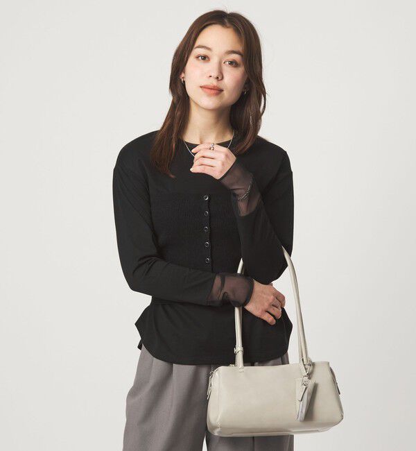 UNITED ARROWS green label relaxing「ソデ チュール プルオーバー カットソー」|Tシャツ・カットソー|BLACK