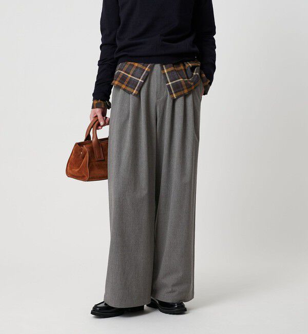 BEAUTY&YOUTH UNITED ARROWS「毛ポリエステルレーヨンブレンド ワイドタックパンツ」|スラックス|MD.GRAY