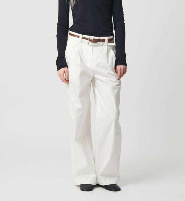 ATTISESSION「＜ATTISESSION＞ベルト 2タック ストレート パンツ 3」|その他|WHITE